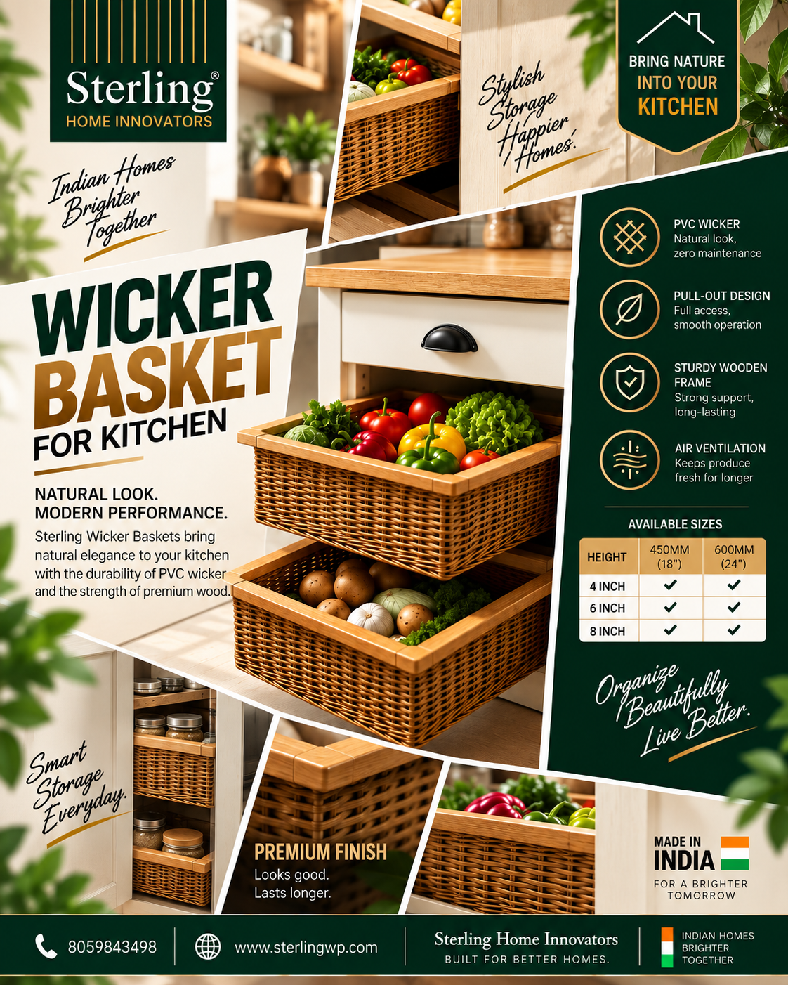 Sterling Wicker Basket – PVC Pull Out | Kitchen Storage - Image 2