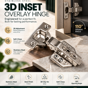 Sterling Stainless Steel 3D Inset Overlay Hinge