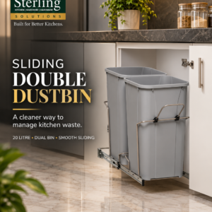 Sterling Sliding Double Dustbin – 20L | Wet & Dry