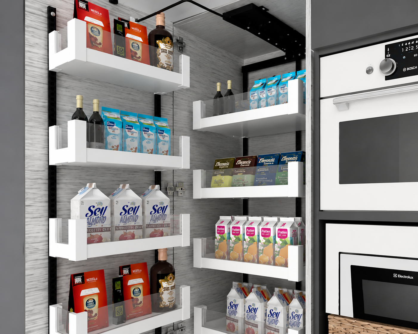 Sterling White Glass Pantry Unit | Soft-Close Pull-Out | 100kg | 450mm & 600mm - Image 4