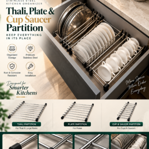 Sterling Thali, Plate & Cup Saucer Partition | Stainless Steel Kitchen Organizer