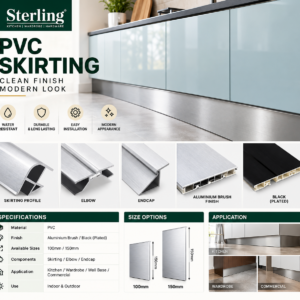 Sterling PVC Skirting – Aluminium Brush & Black
